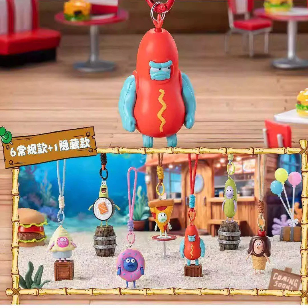 【拆盒】海绵宝宝比奇堡美食派对系列潮玩手办挂件盲盒