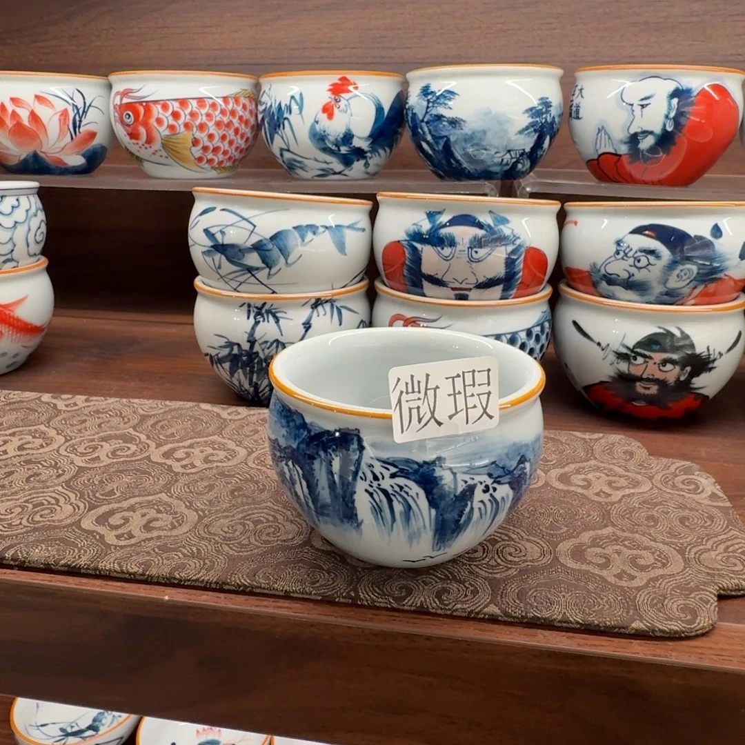 釉下手绘茶具微瑕