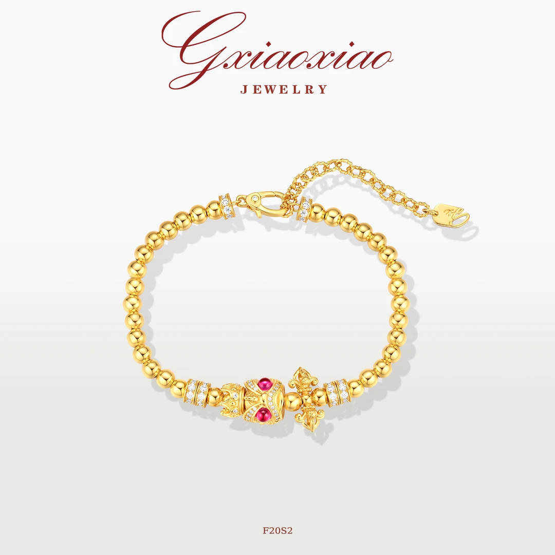 G XIAOXIAO 镀K金【金刚杵醒狮】新中式气质百搭盘缠手链 F20S2