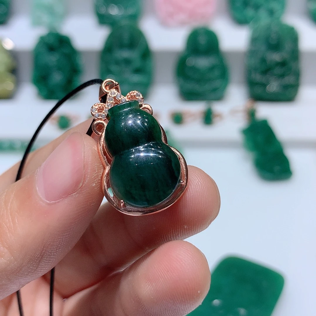 独山玉挂件银S925镶嵌