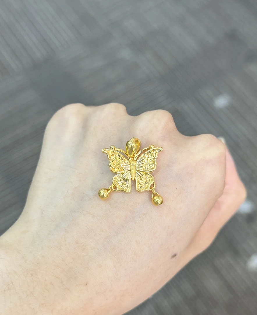 足金999 轻版花蝴蝶小滴溜吊坠1.77