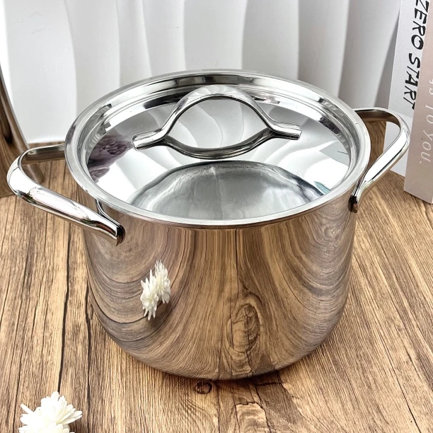 20*15【七层钢一体成型】外贸轻奢不锈钢双耳汤锅4.5L不挑炉灶