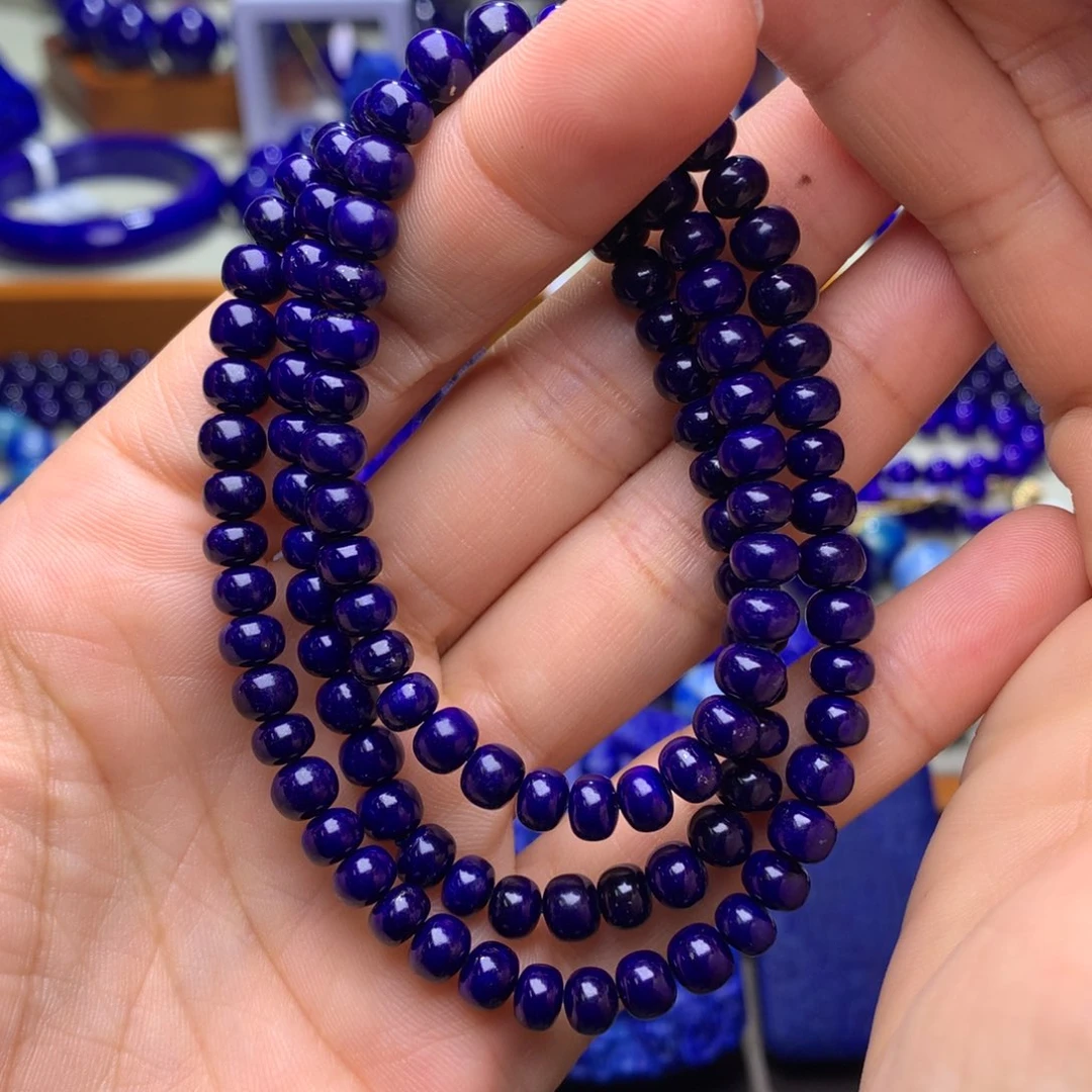 青金石手串未镶嵌5mm老型黑加仑色