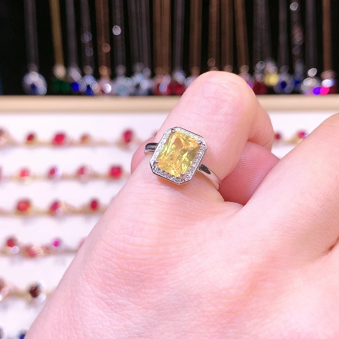 黄晶戒指银S925镶嵌111111111