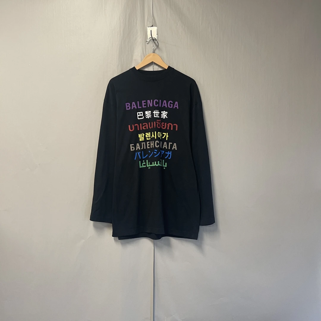 99新 Balenciaga/巴黎世家 多国语言印花长袖 xxs码 #8043