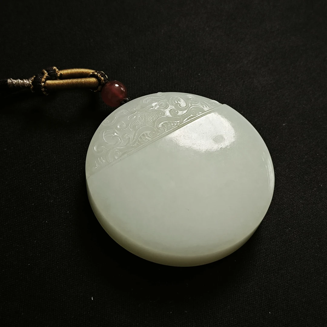 RCX0237创汇期和田白玉无事牌（圆形）