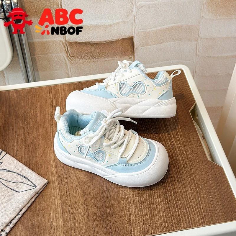 ABC NBOF女童鞋子春秋款中大童2025潮流休闲鞋学生女孩子面包鞋