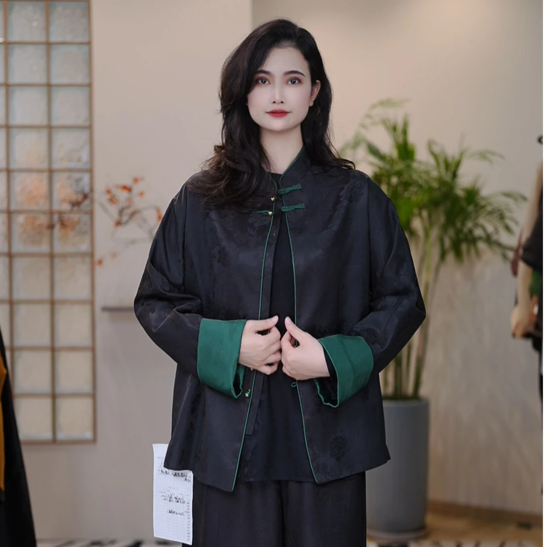 【禄牡丹】满分柞蚕丝气质时尚休闲气质福禄牡丹长袖外套