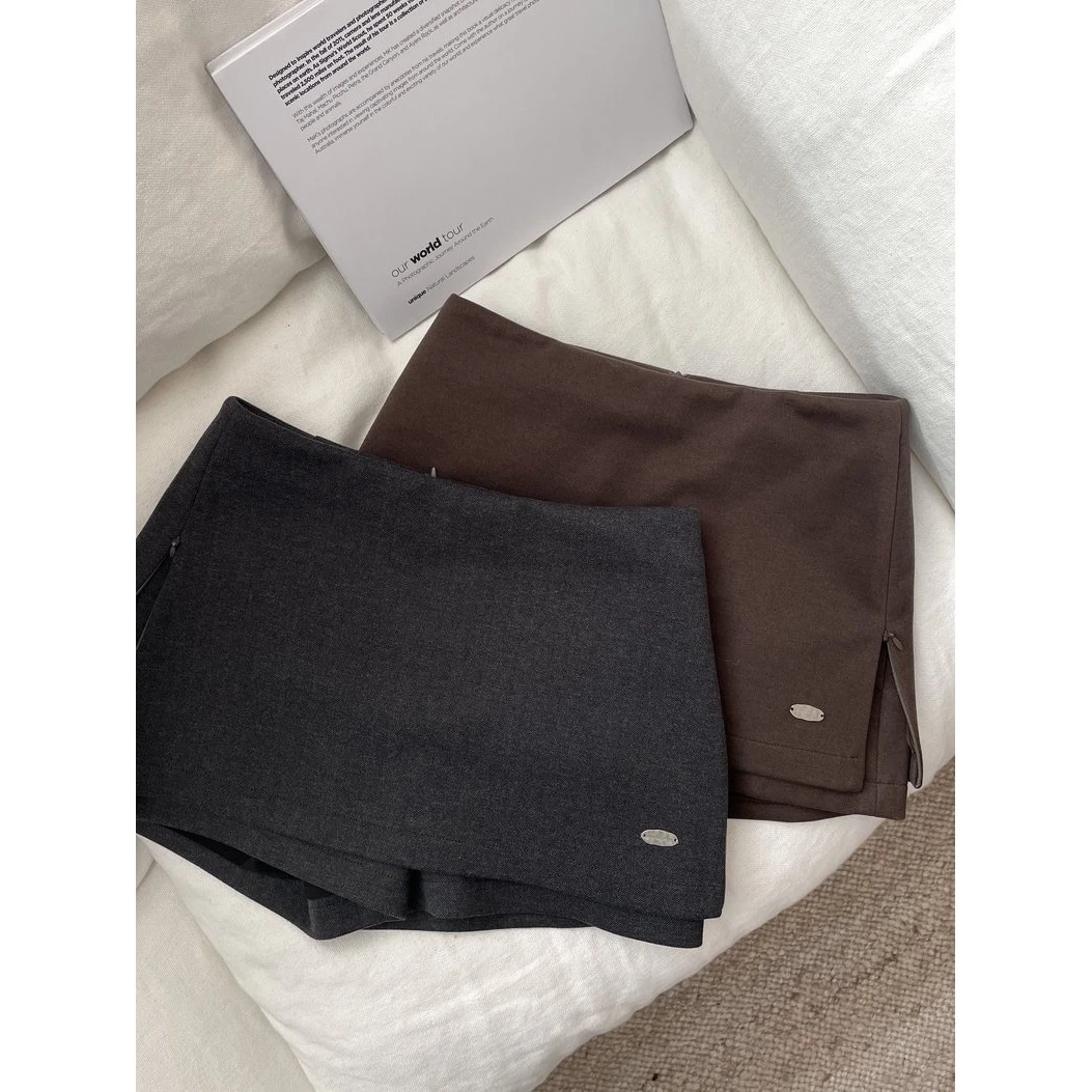 2025春夏新款高腰拉链休闲百搭简约复古超短款裙裤女