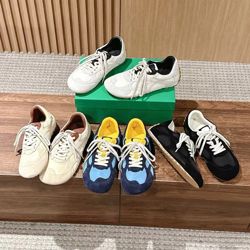 高定25SS小众新品复古拼色大头阿甘鞋刘雯同款系带休闲运动德训鞋