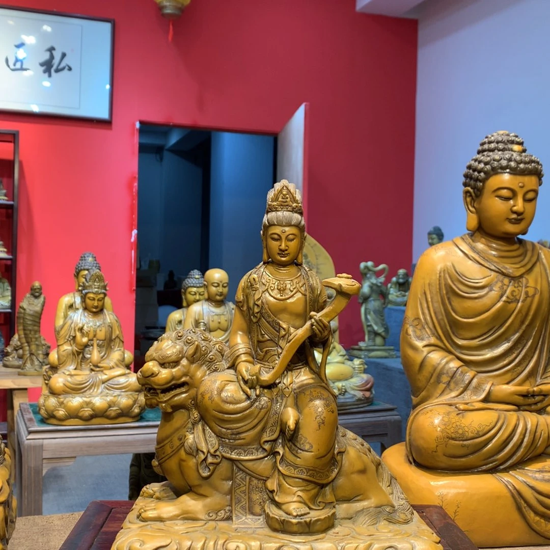 土***旺寿山石寿山石文殊雕刻