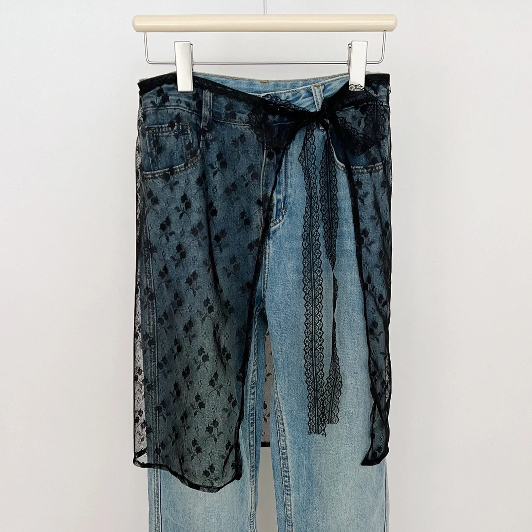 2025新款小众设计春秋蕾丝透视屁帘半身裙女个性百搭叠穿层次感HT