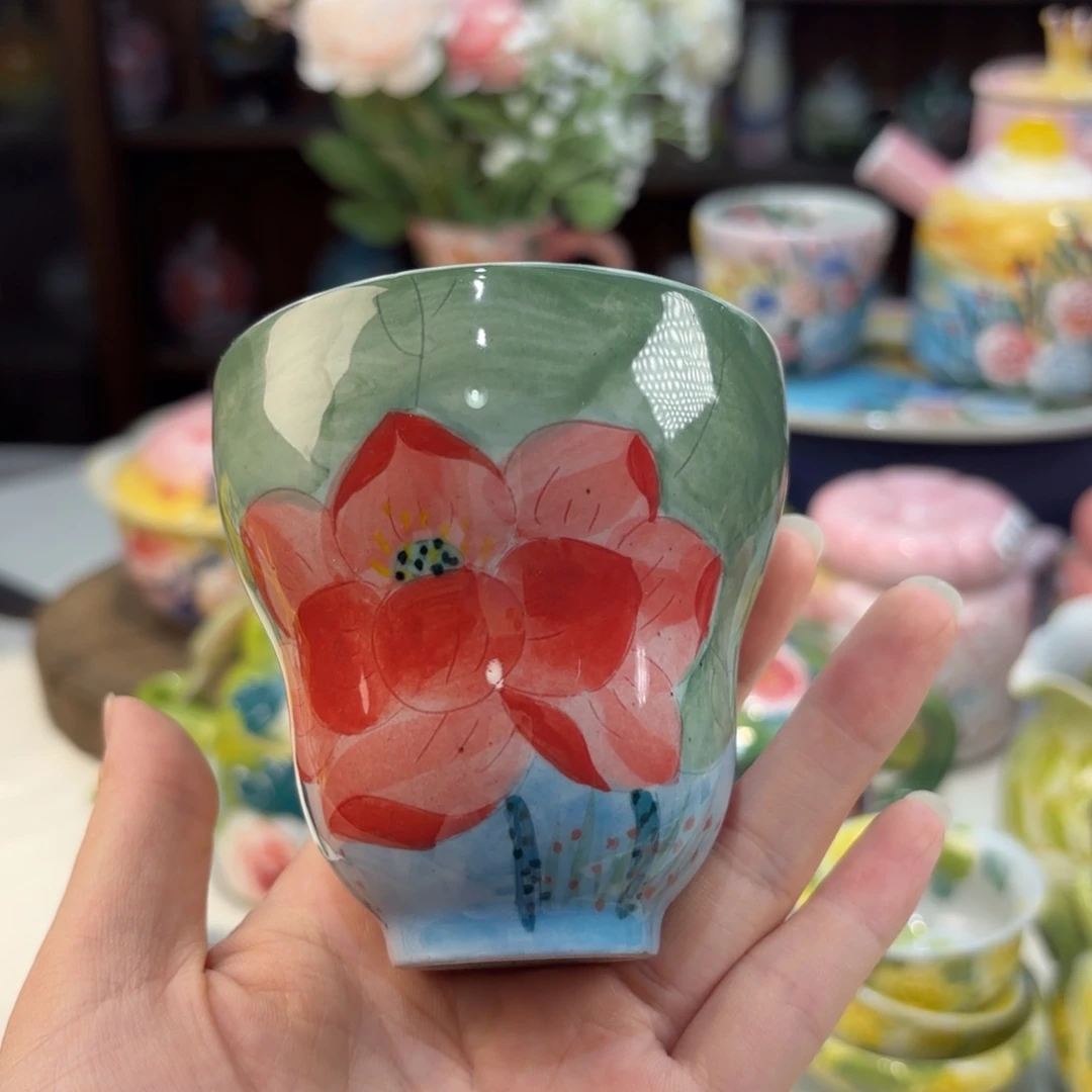 瓷片景德镇手绘高温釉下彩陶瓷茶具