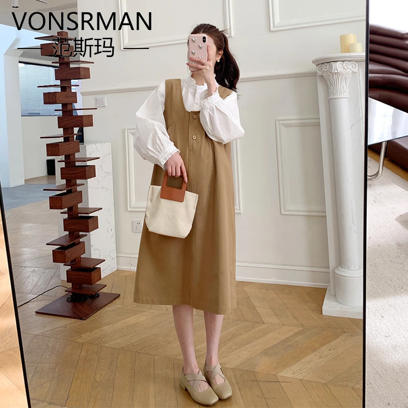 高端孕妇装套装两件套春秋季2025新款洋气孕妇衬衫女连衣裙秋装时