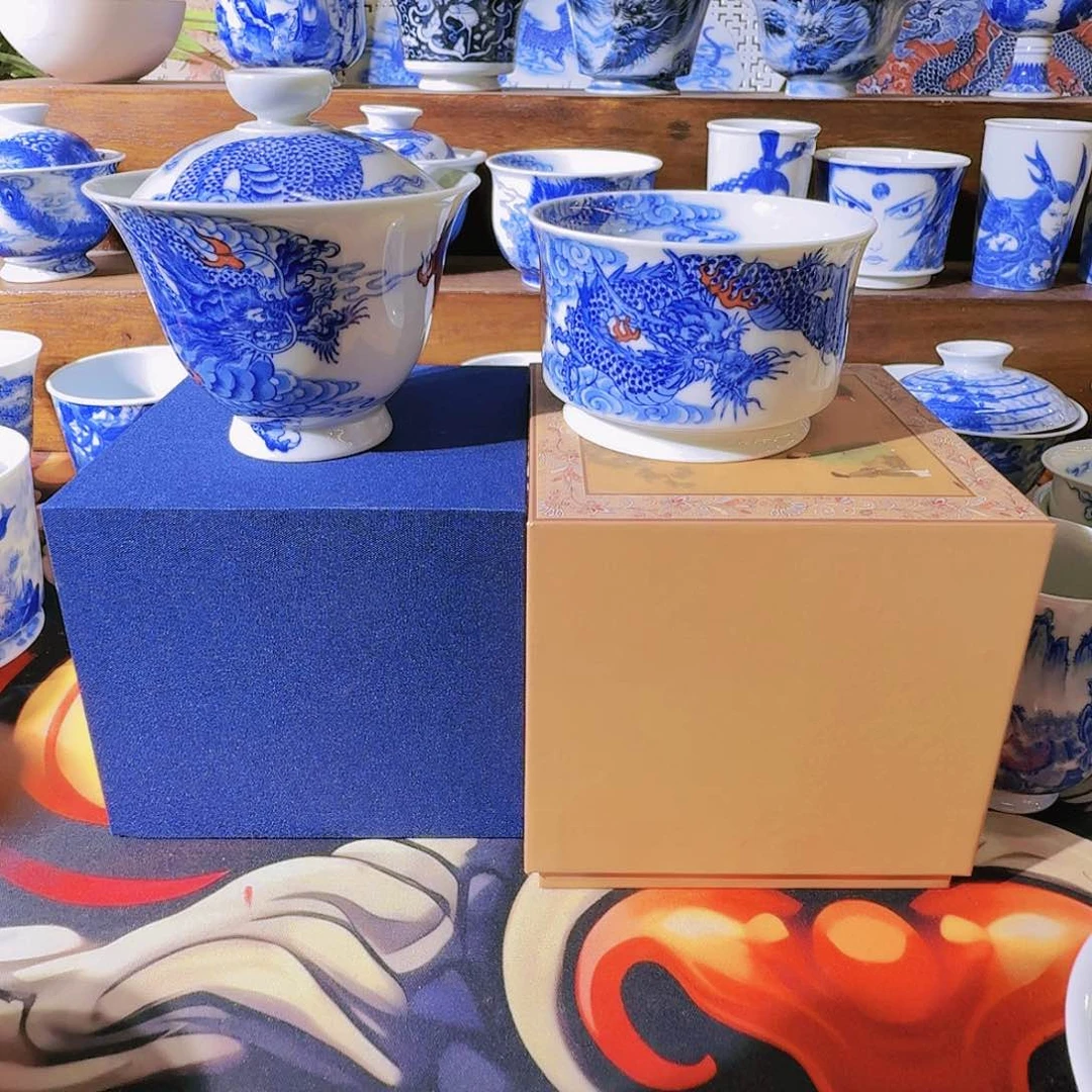 泥塑不****翼龙纹套装手工手绘