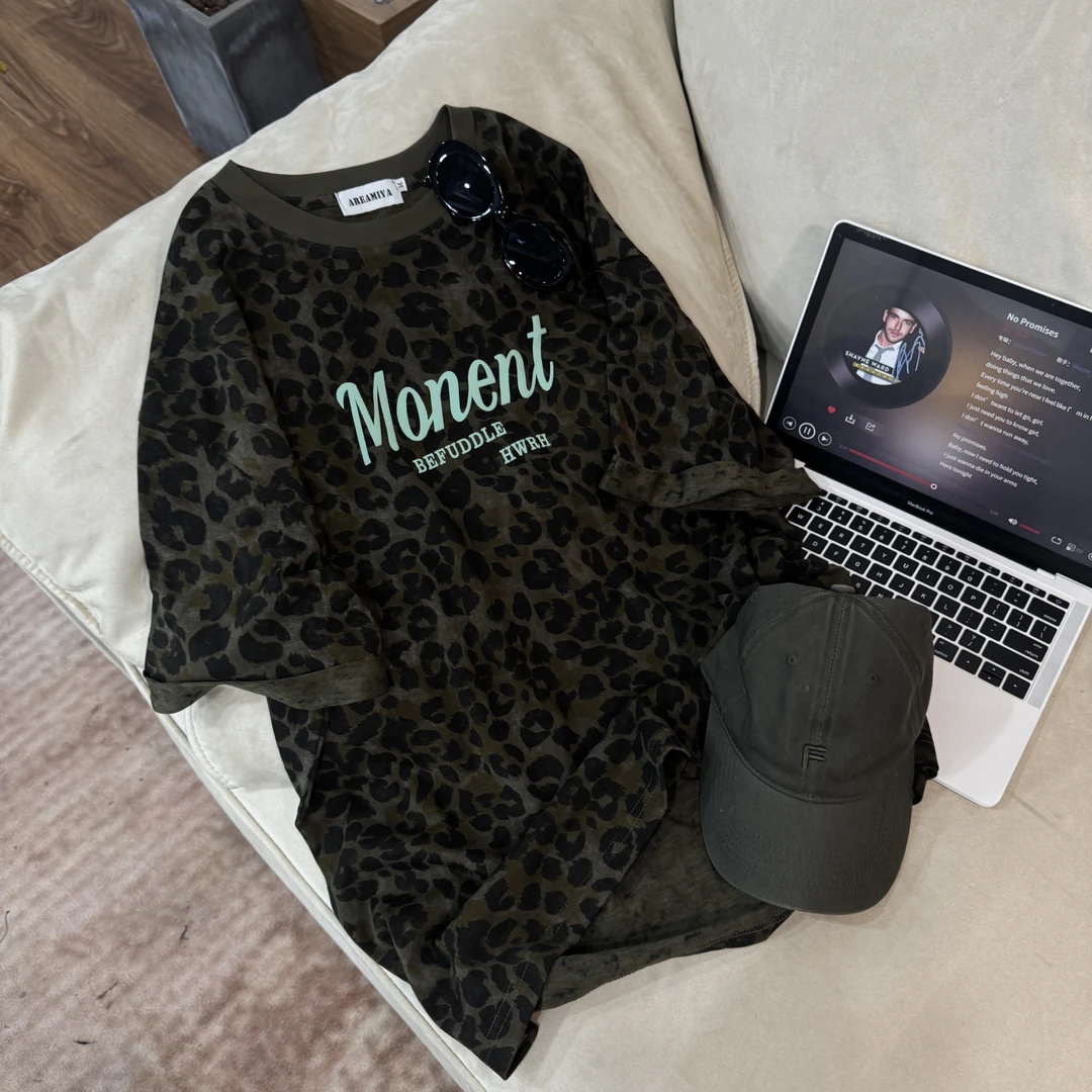 【豹纹时刻】夏季字母印花圆领短袖T恤CP292