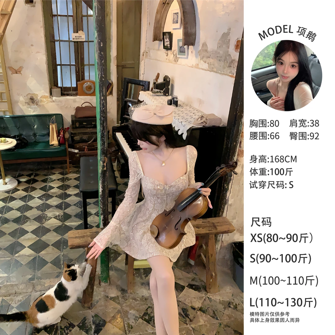 天鹅er 【古董玫瑰】显瘦性感时尚法式连衣裙E24Q4281