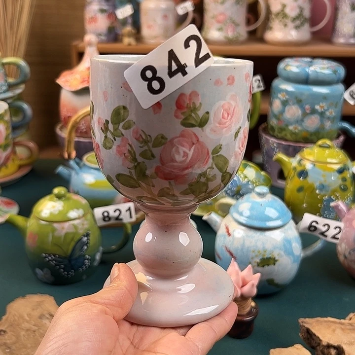 杯景德镇陶瓷手绘作品842大瑕