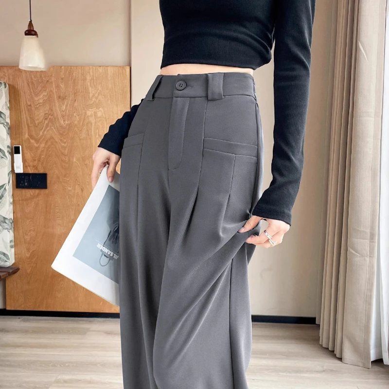 高级感西装阔腿裤女春秋2025新款潮流气质窄版显瘦垂感休闲直筒裤