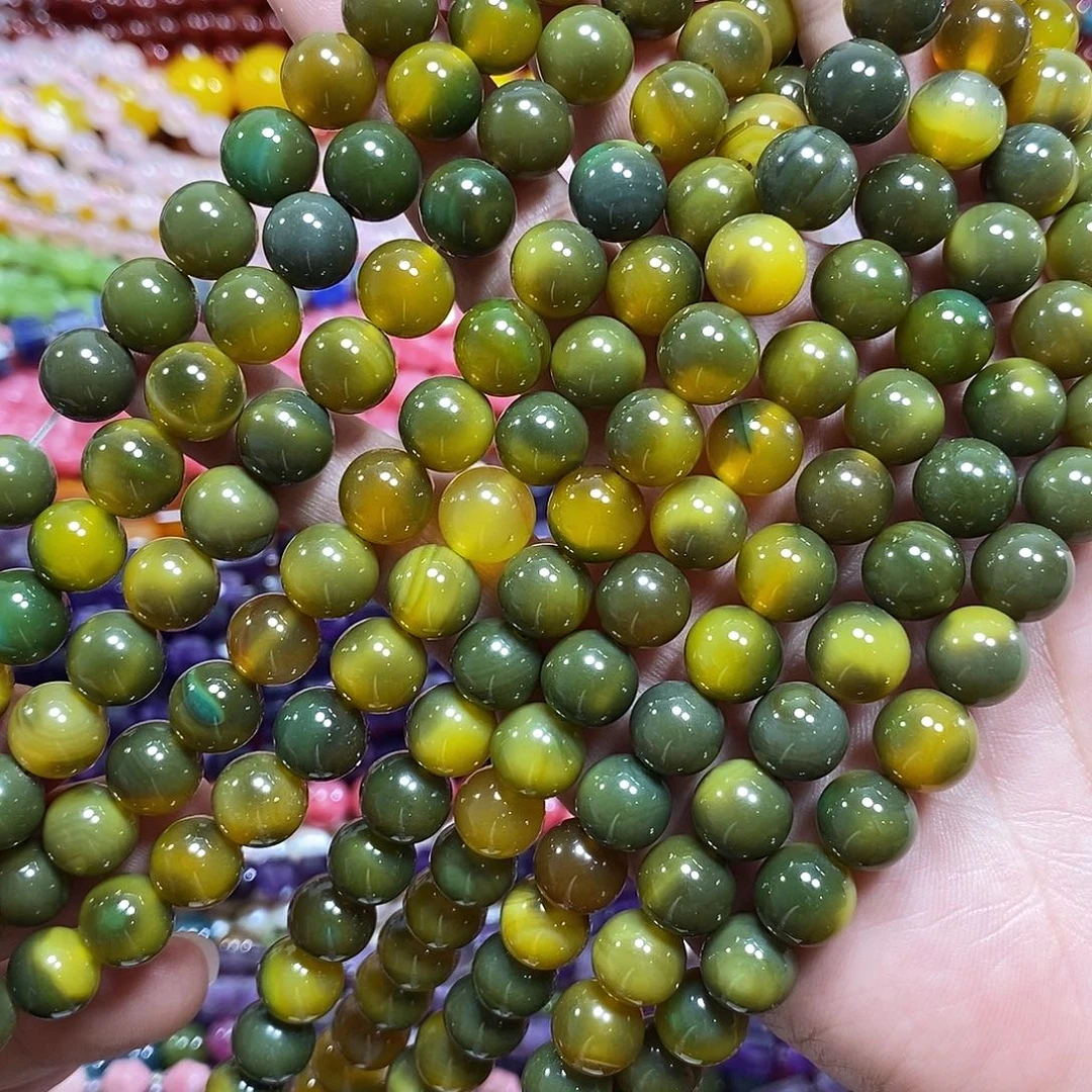 玛瑙/玉髓未镶嵌珠宝半成品孔雀玛瑙一条卡10mm