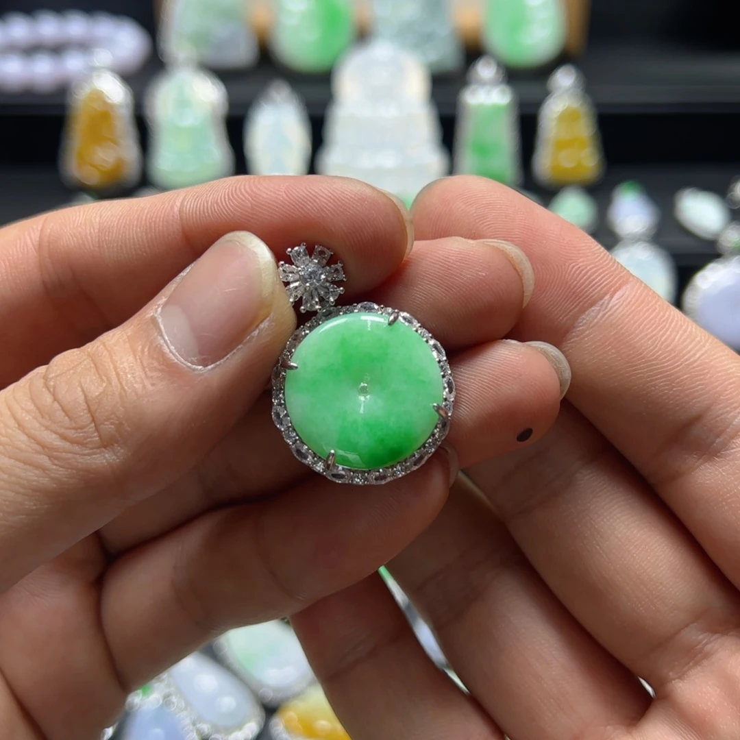 颈饰银S925镶嵌翡翠天然翡翠a货