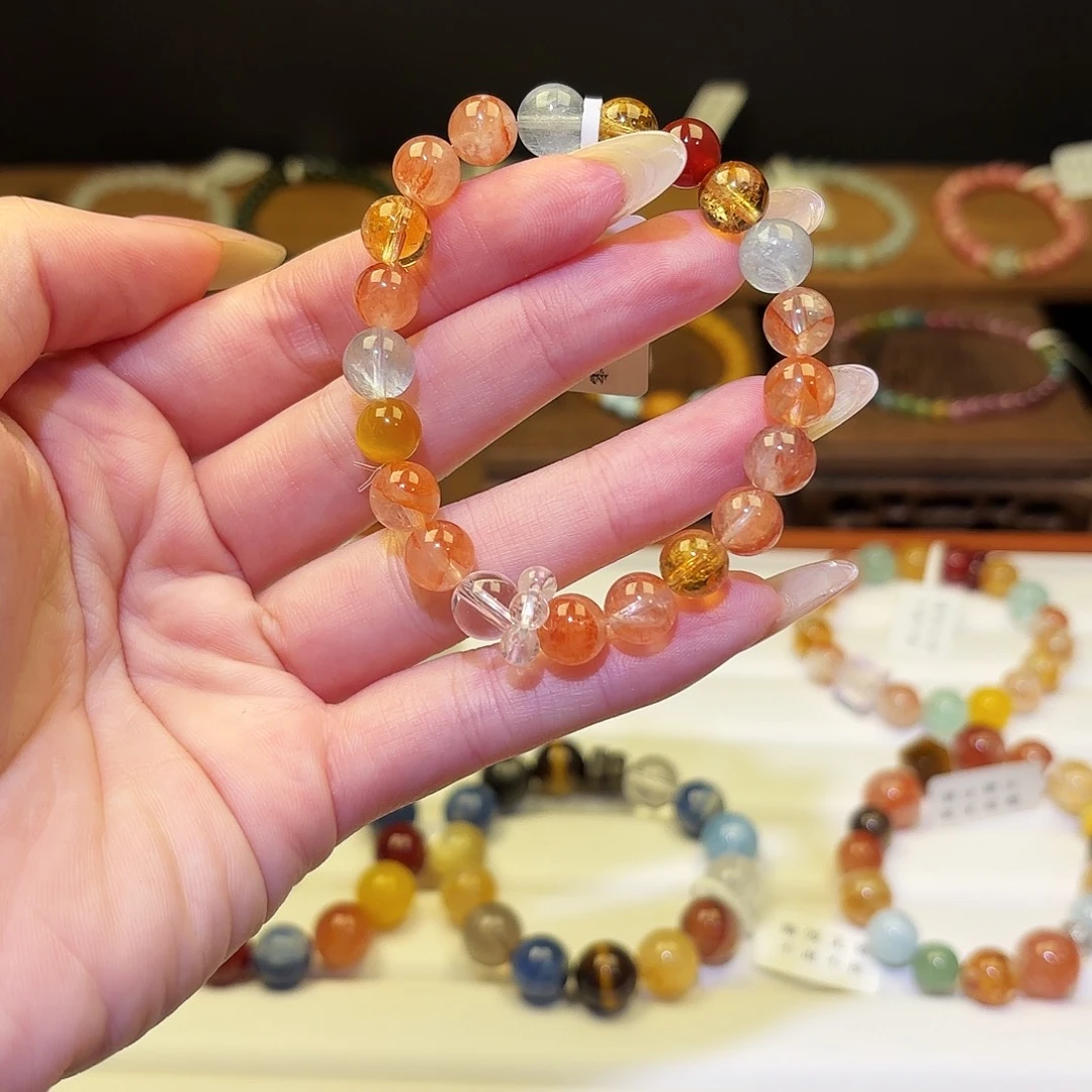 烟晶手链银S925镶嵌红1601