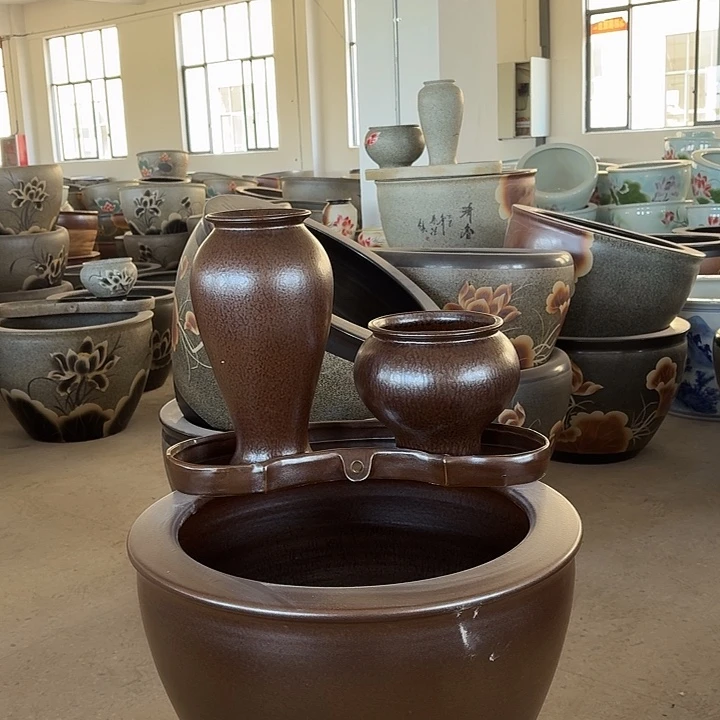 景德镇陶瓷鱼缸流水摆件50口