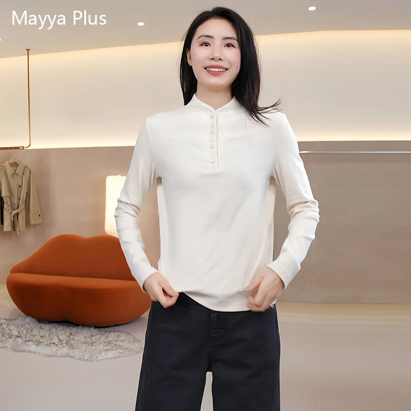【暖肤T】Mayya Plus麦芽定制流光风百搭休闲打底衫上衣女32546115