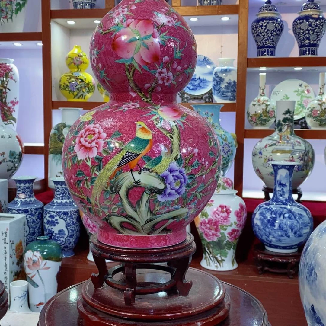 瓷片胭脂红珐浪彩葫芦