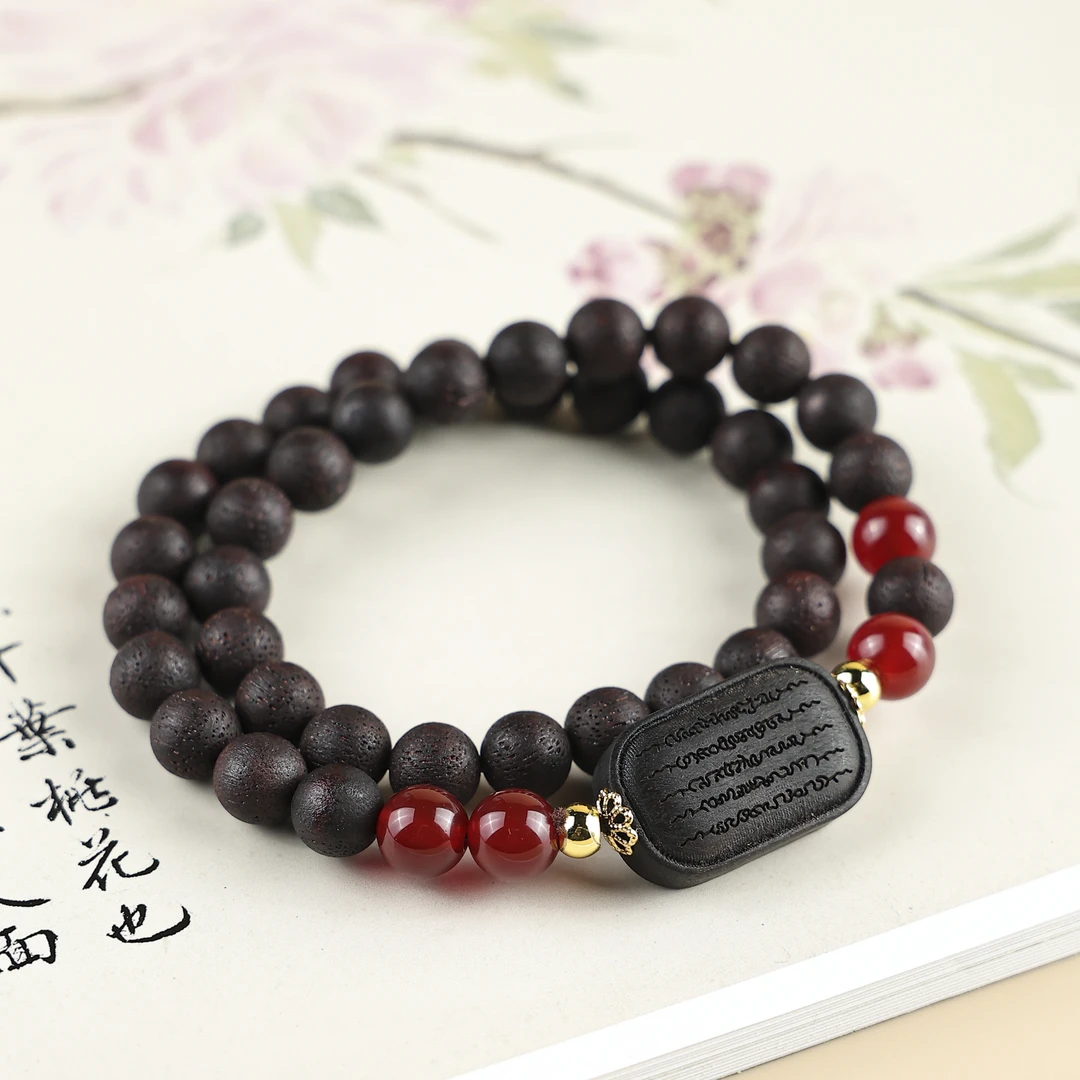 SS降真搭配款五条牌子双圈天然高品质手串