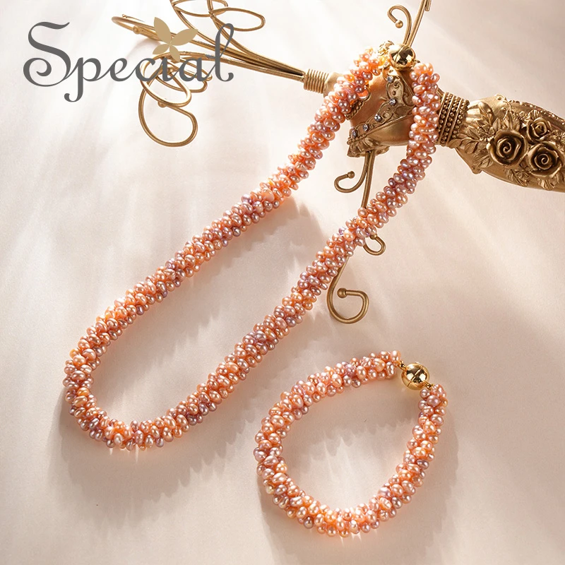 special 无核淡水珍珠香槟色项链手链女款套装幻彩星河