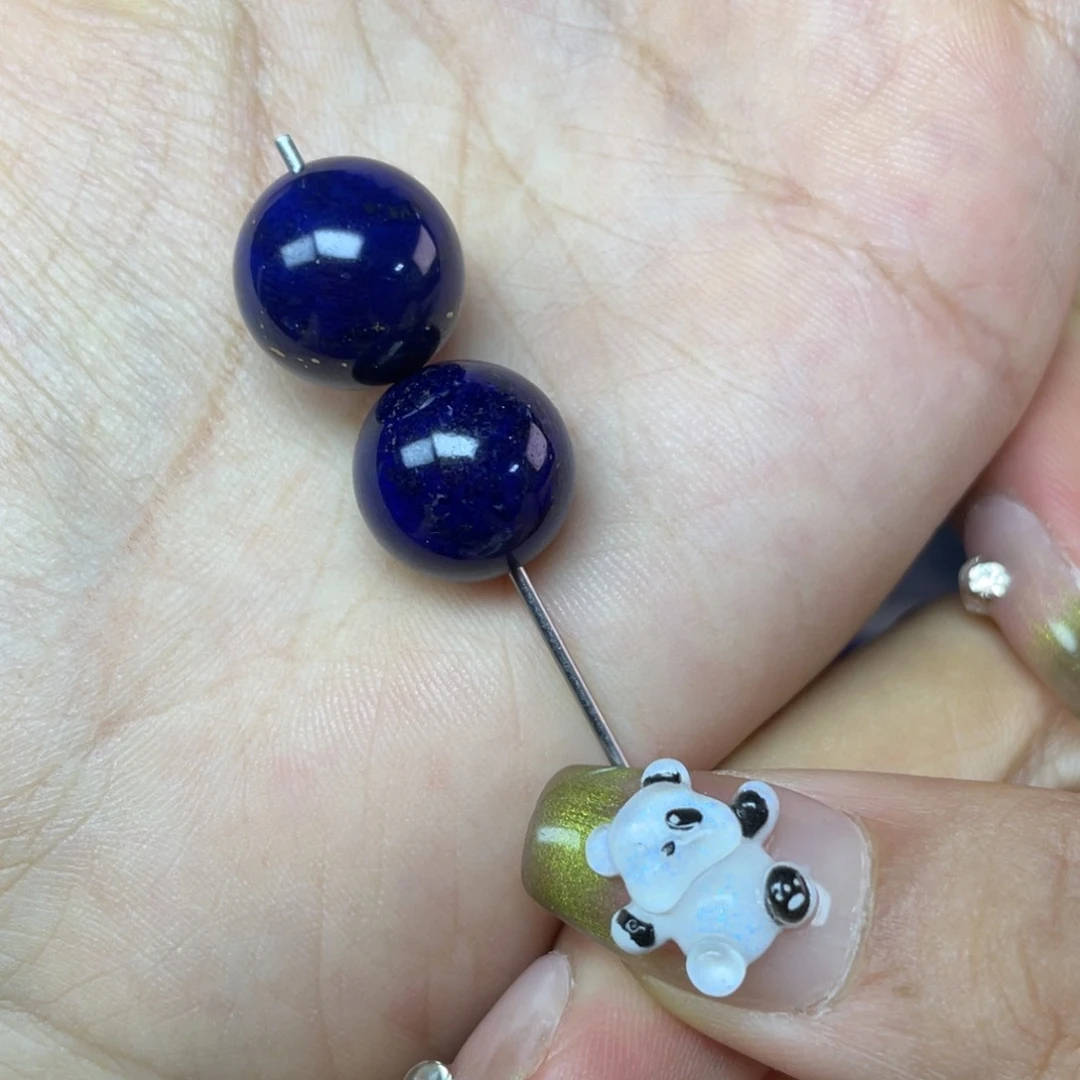 青金石未镶嵌13mm黑加仑单珠配饰