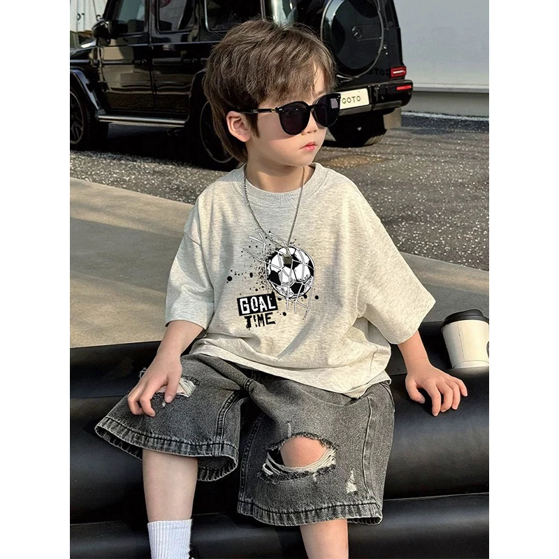 百搭吸汗夏季排汗T恤短袖夏装印花薄款男宝宝帅气中大童t恤韩版