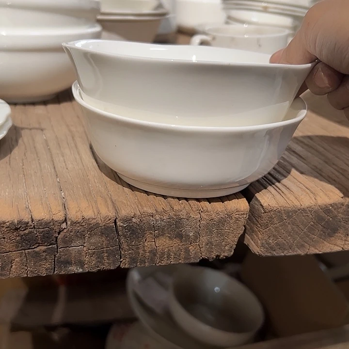 国营尾货骨瓷花口碗一对口径14