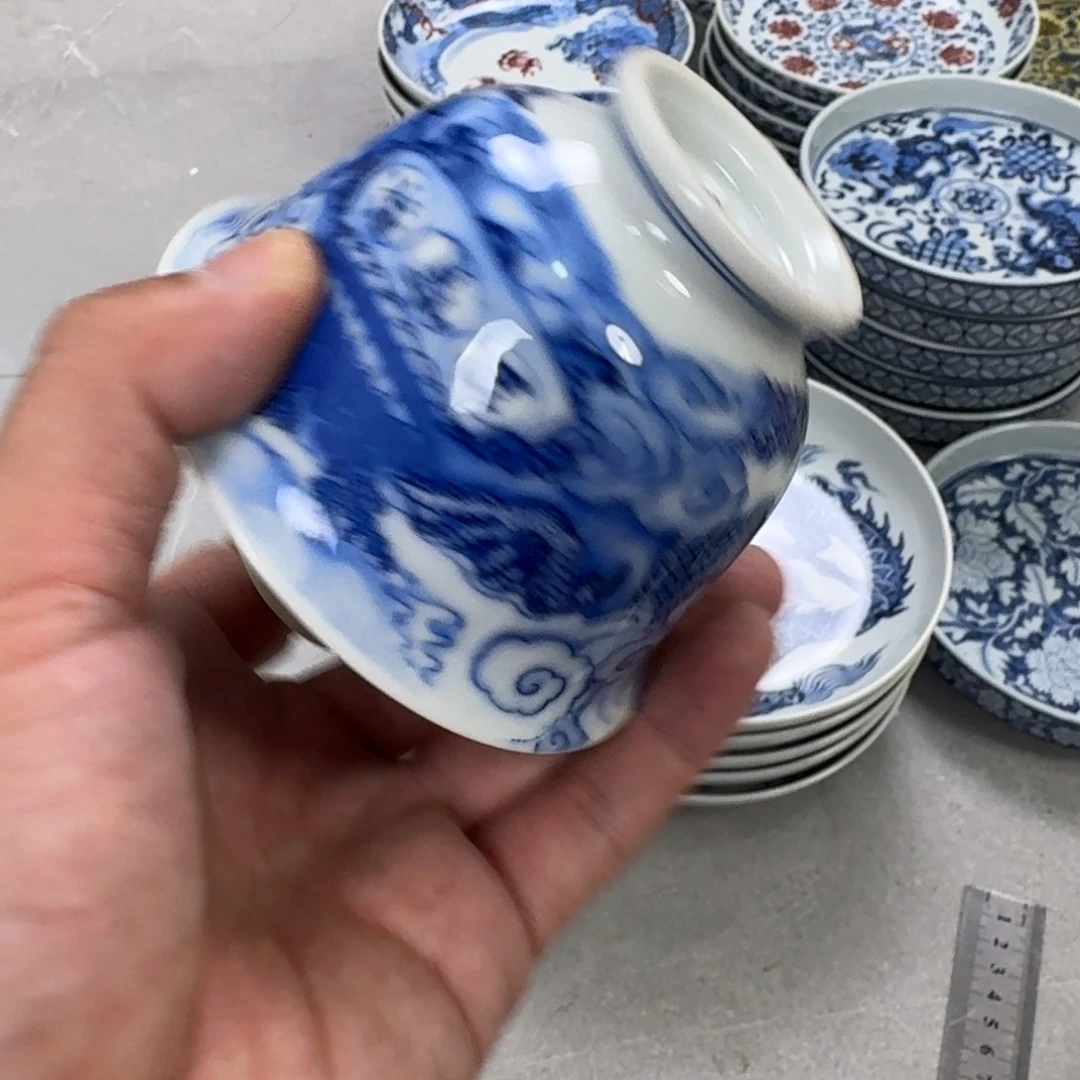 杯腾龙献宝两才盖碗