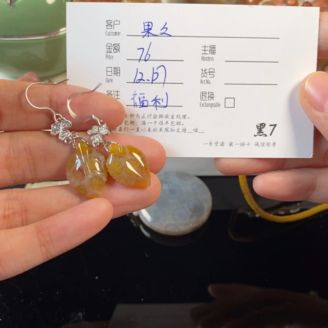 果***果硅化珊瑚（珊瑚玉）合金耳钉