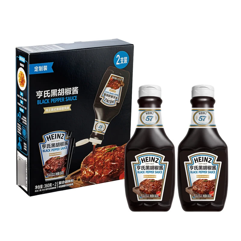 山姆会员代购 亨氏 黑胡椒酱 360克*2牛排料理意肉酱调味料