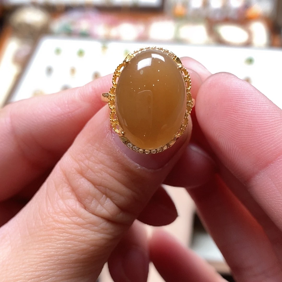 和田玉戒指银S925镶嵌铁****总