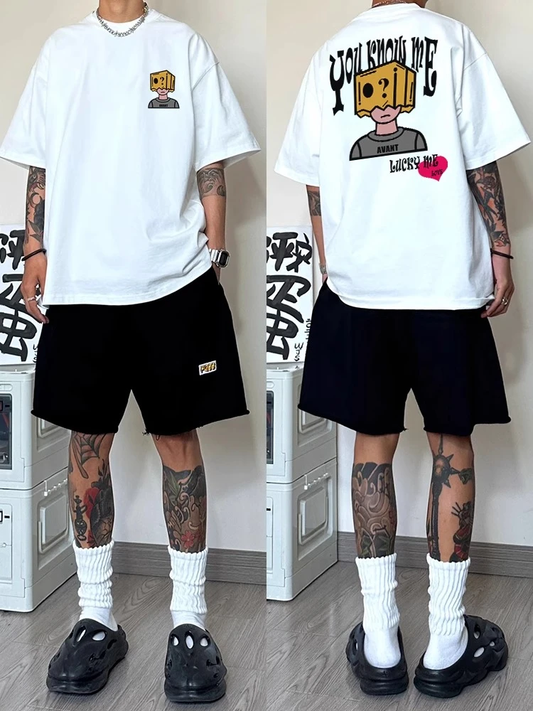 加肥加大码300斤印花短袖男士夏季美式痞帅街头纯棉字母印花T恤