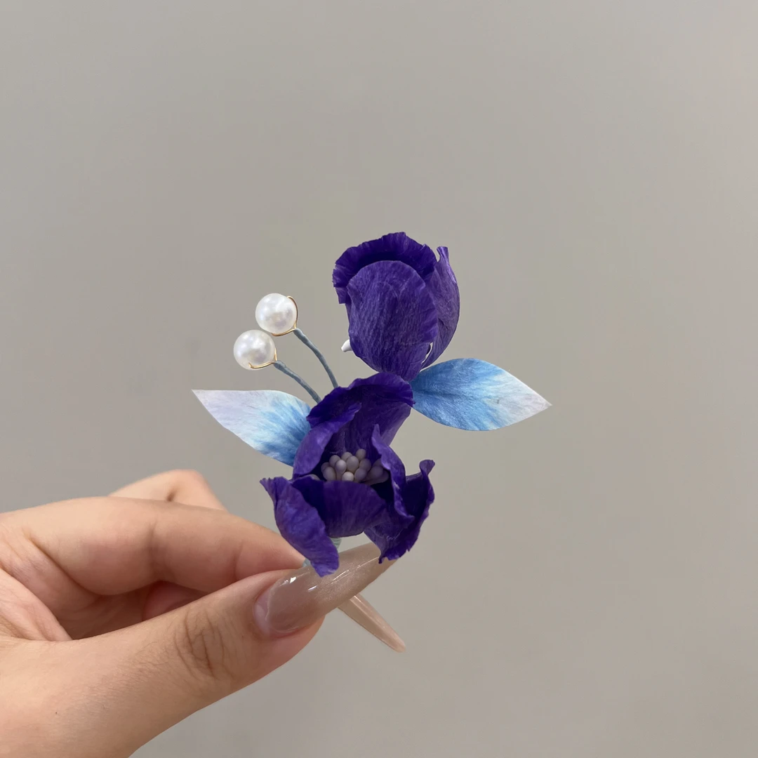 雨点儿非遗蚕丝绒花 纯手工制作 超仙百搭发簪发夹