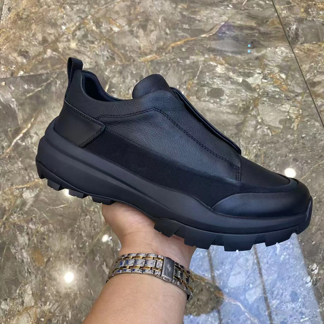 广州真皮男鞋秋季新款时尚韩版松紧带男士时尚休闲鞋舒适潮流鞋子