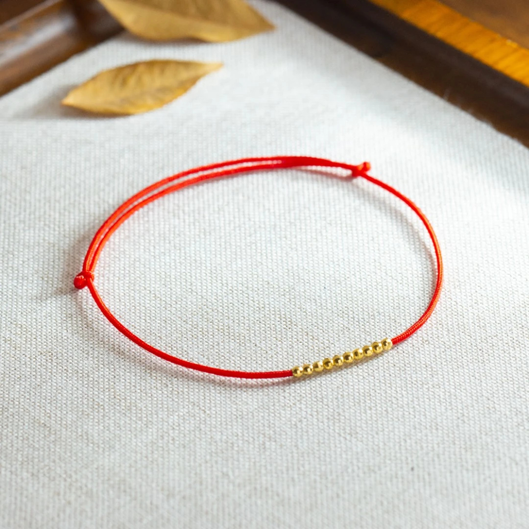 18K金镭射珠手工女款手绳