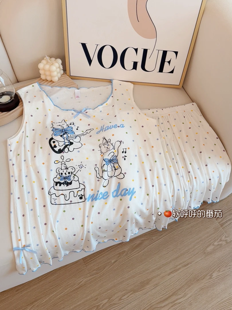 生日粗卡｜带胸垫睡衣女夏季莫代尔凉感背心甜美可外穿家居服