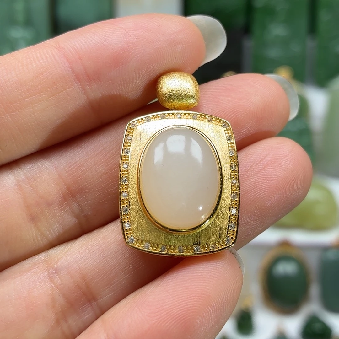 和田玉银S925镶嵌颈饰