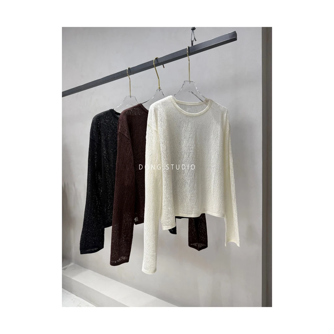 成本价*清*重工新工艺.高定镂空轻薄罩衫T恤I6768