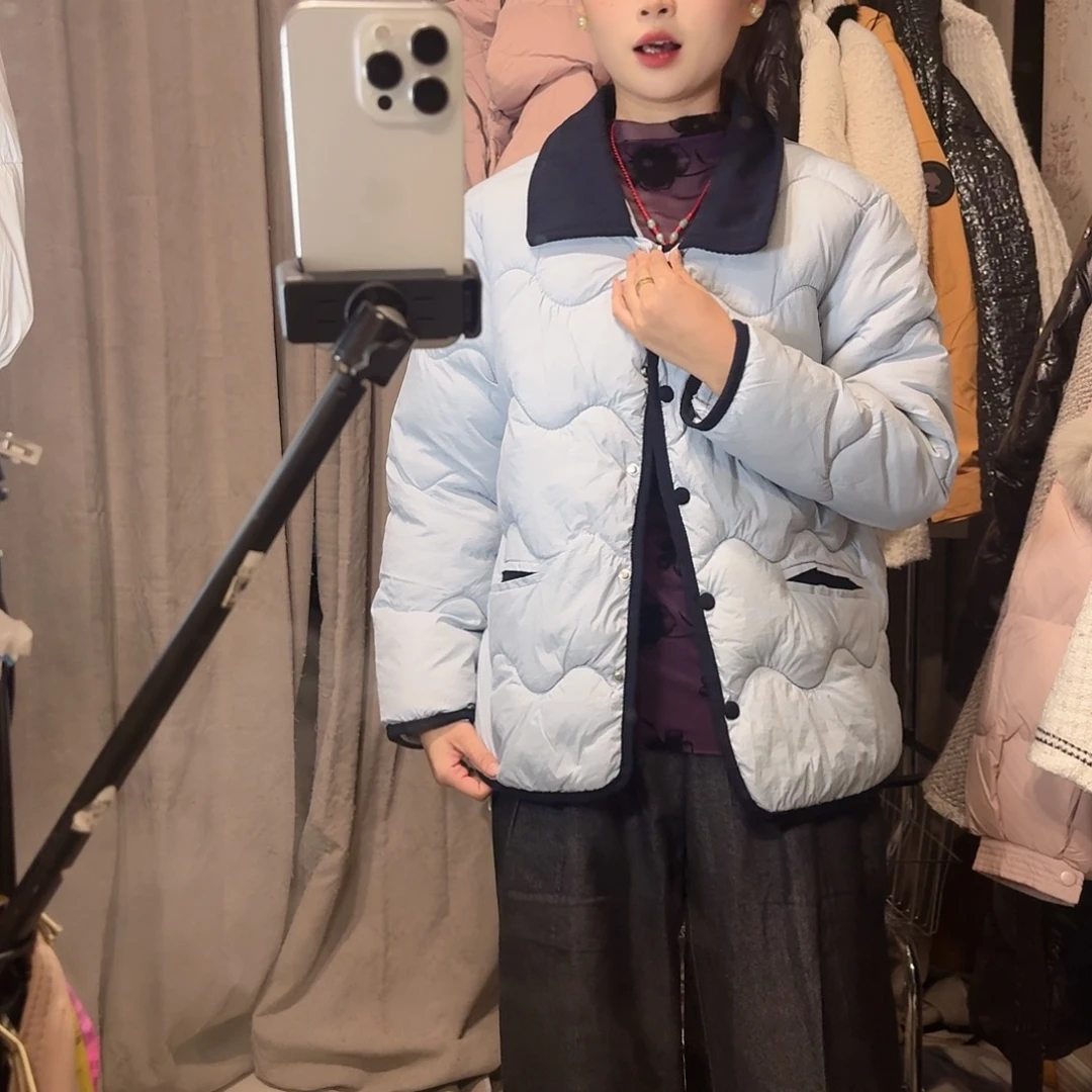 全新无暇棉服浅蓝灰色自己备注尺码