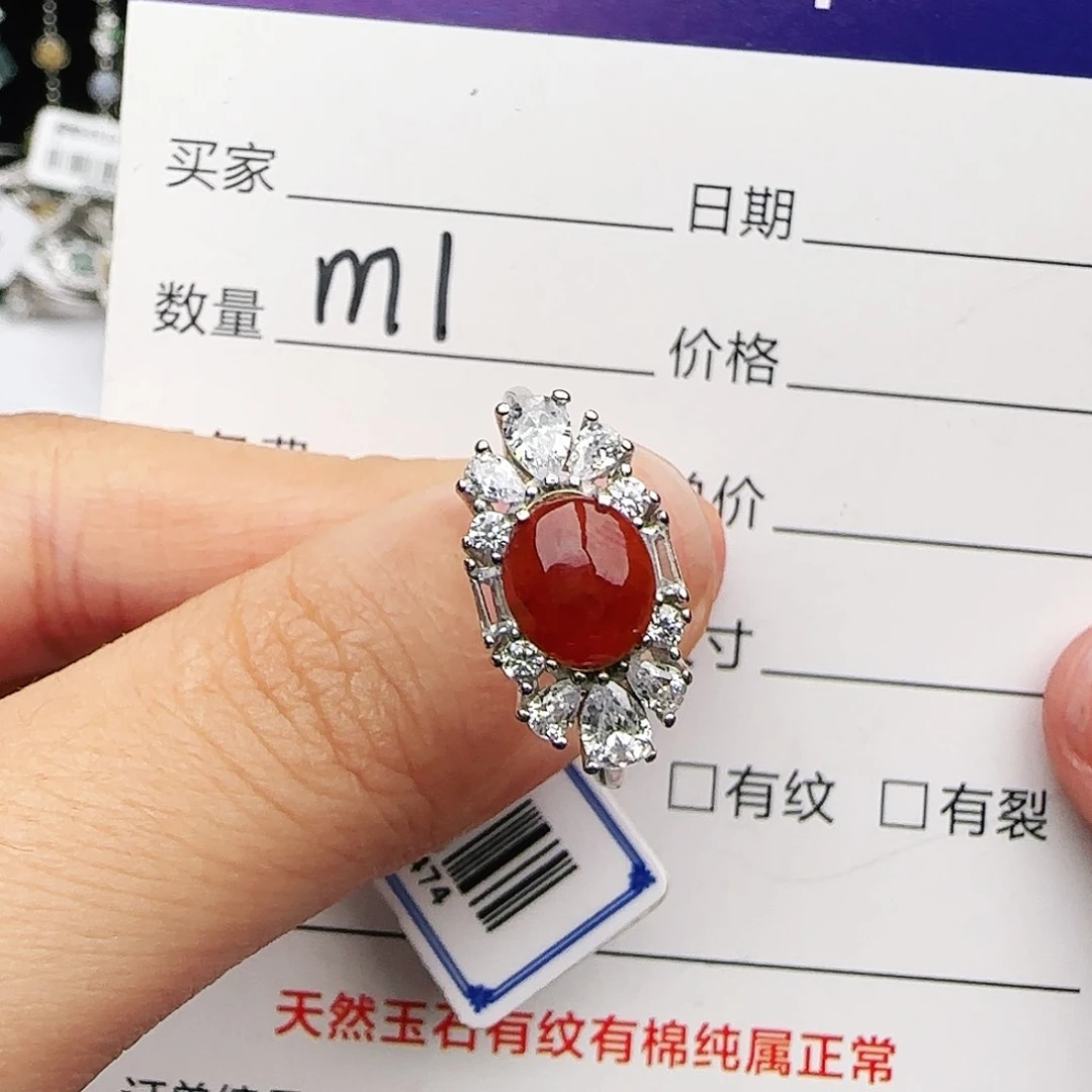 银S925镶嵌戒指翡翠戒指