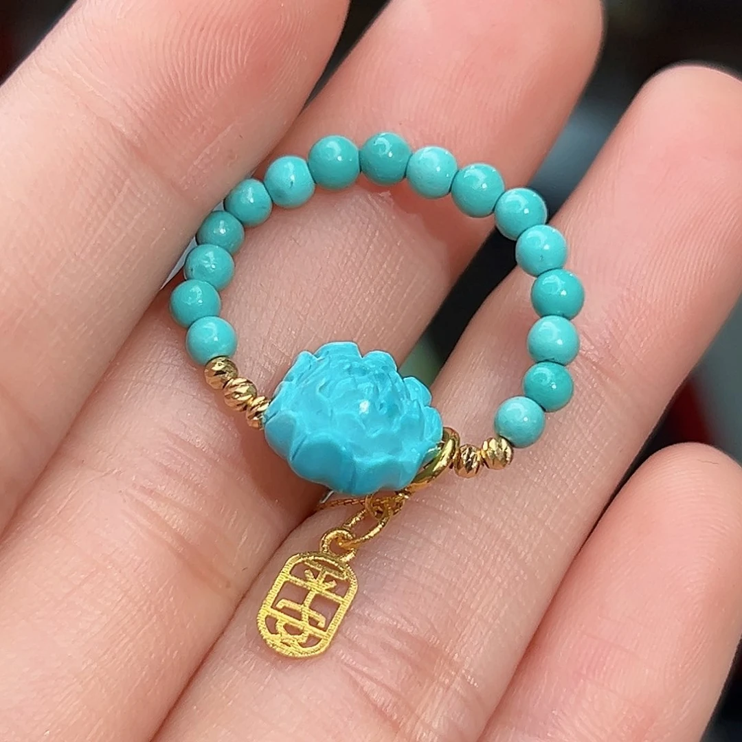 绿松石珠宝奇石18K金镶嵌