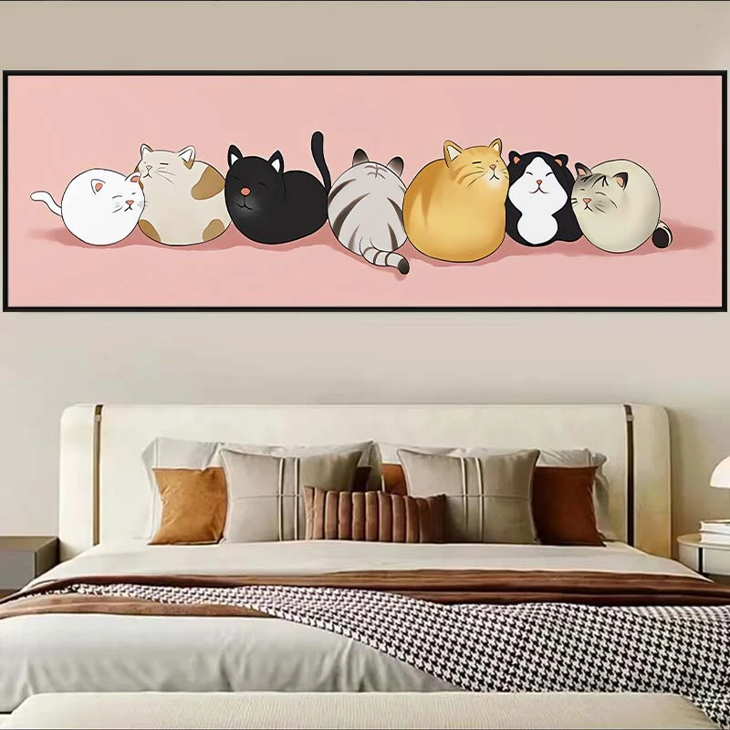 卧室床头装饰画卡通动物猫咪挂画男孩女孩房间画猫咪40150
