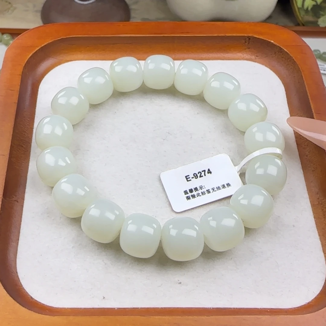 和田玉（糖玉）未镶嵌手串卡13羊脂白